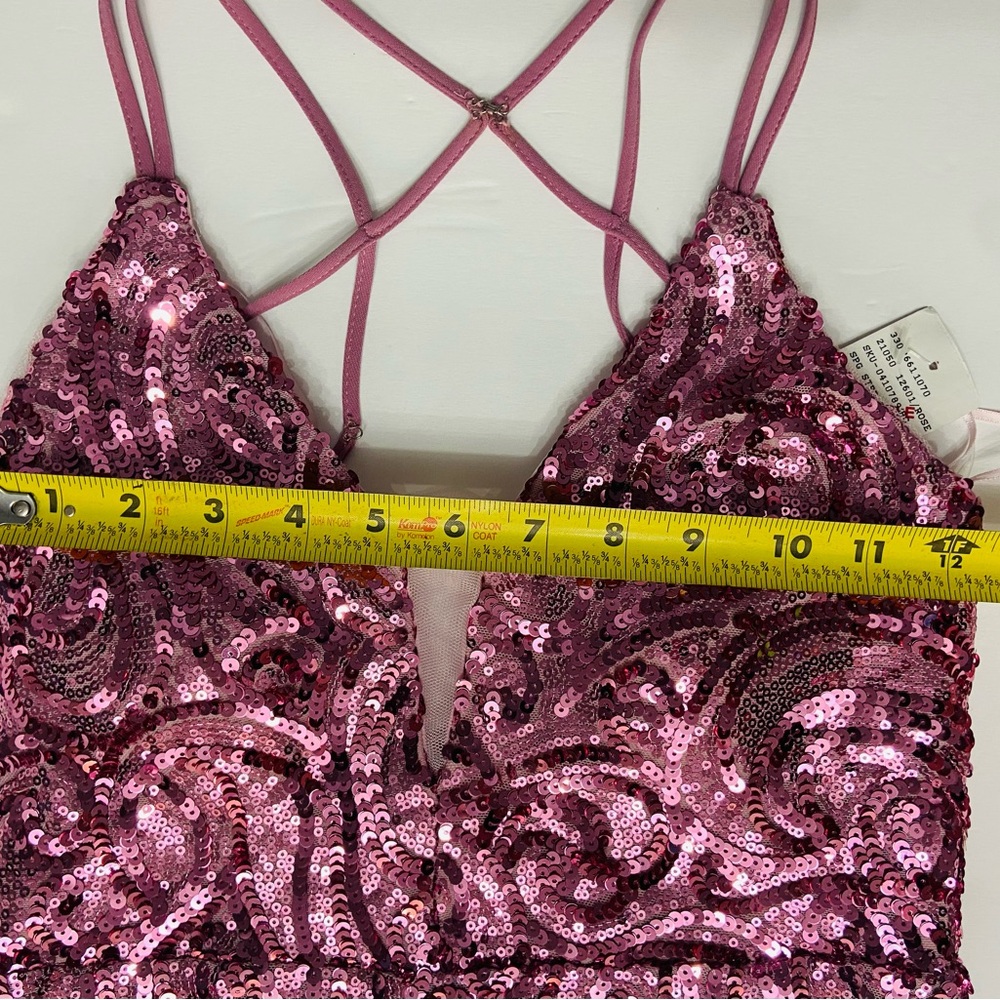 Gorgeous CAMILLE Pink Sequin Gown Sz0 Backless Prom Formal New Years Holiday - Picture 13 of 17